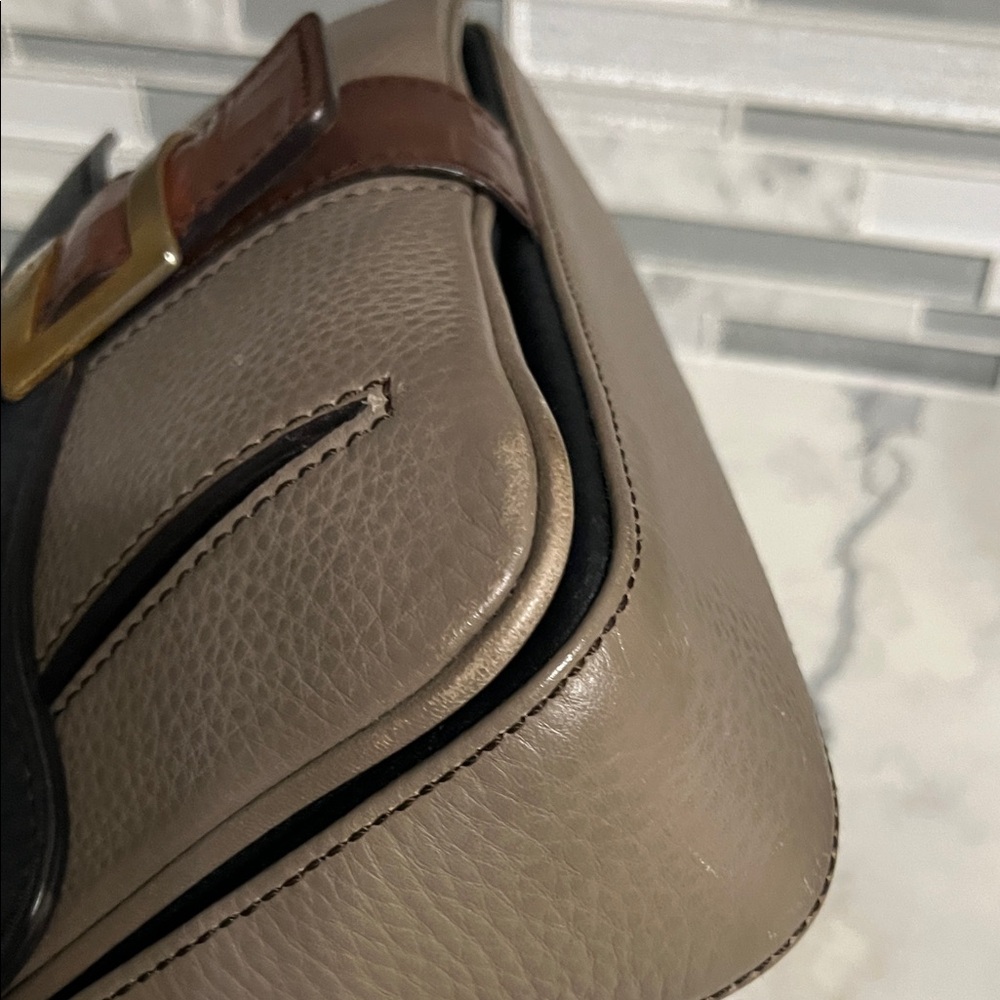 MCM Tricolor Leather Chain Shoulder Bag - Black, Taupe & Brown - Picture 12 of 13